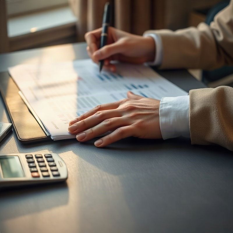 Osoba pracující s finančním plánem na stole